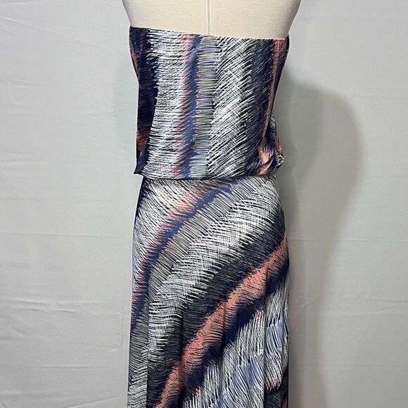 Veronica M Womens Maxi Dress Strapless Solana Multicolor Blouson Size XS - Picture 8 of 10